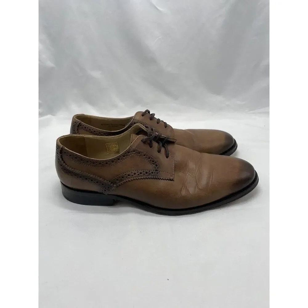 Martin Dingman Oxford Mens Size 9D Dress‎ Shoes Brown Burnished Leather Cap Toe